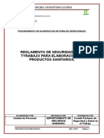 Reglamento de seguridad y salud en el trabajo para la fabricación de pañales desechables