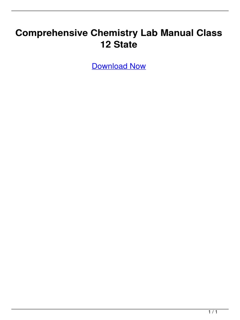 Comprehensive Chemistry Lab Manual Class 12 State PDF | PDF