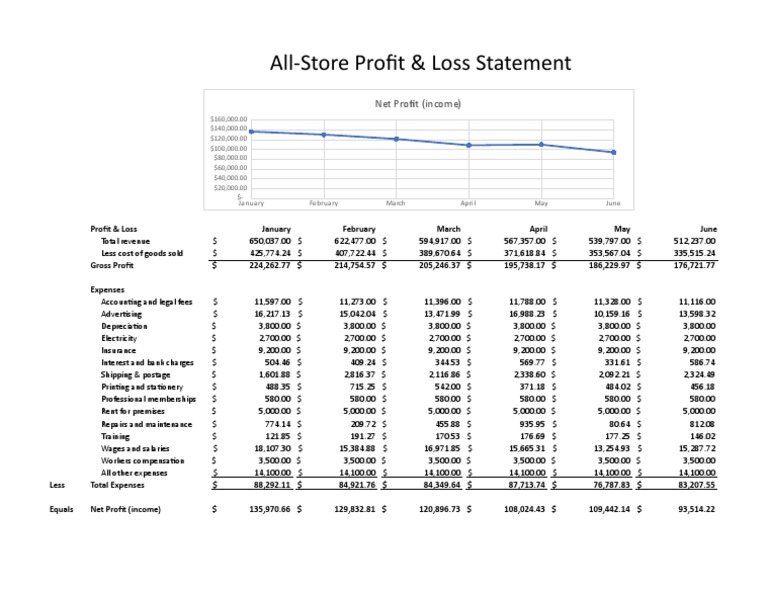 All-Store Profit & Loss Overview | PDF | Net Income | Expense