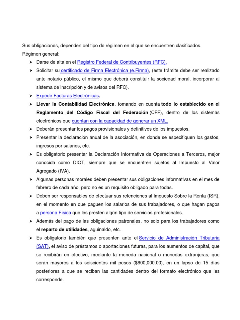 Obligaciones Fiscales de Personas Morales | PDF | Impuestos | Impuesto ...