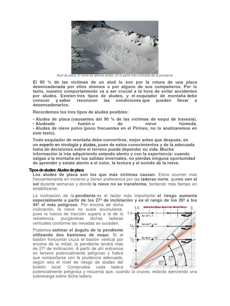 Tipos y prevención de aludes de nieve | PDF | Nieve | Fenómenos de la ...