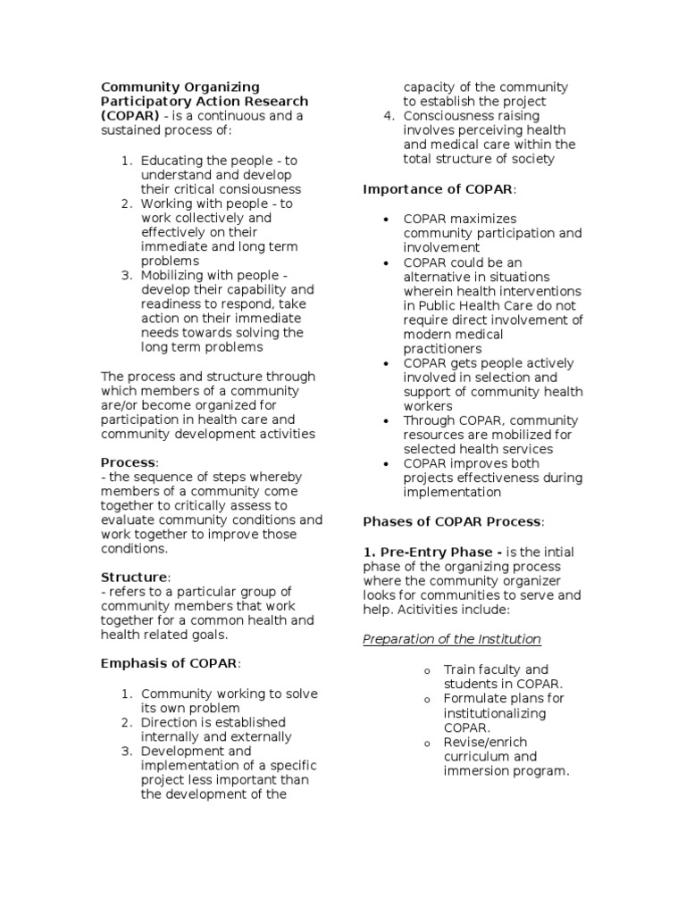 Understanding COPAR Phases and Importance | PDF | Participatory Action ...