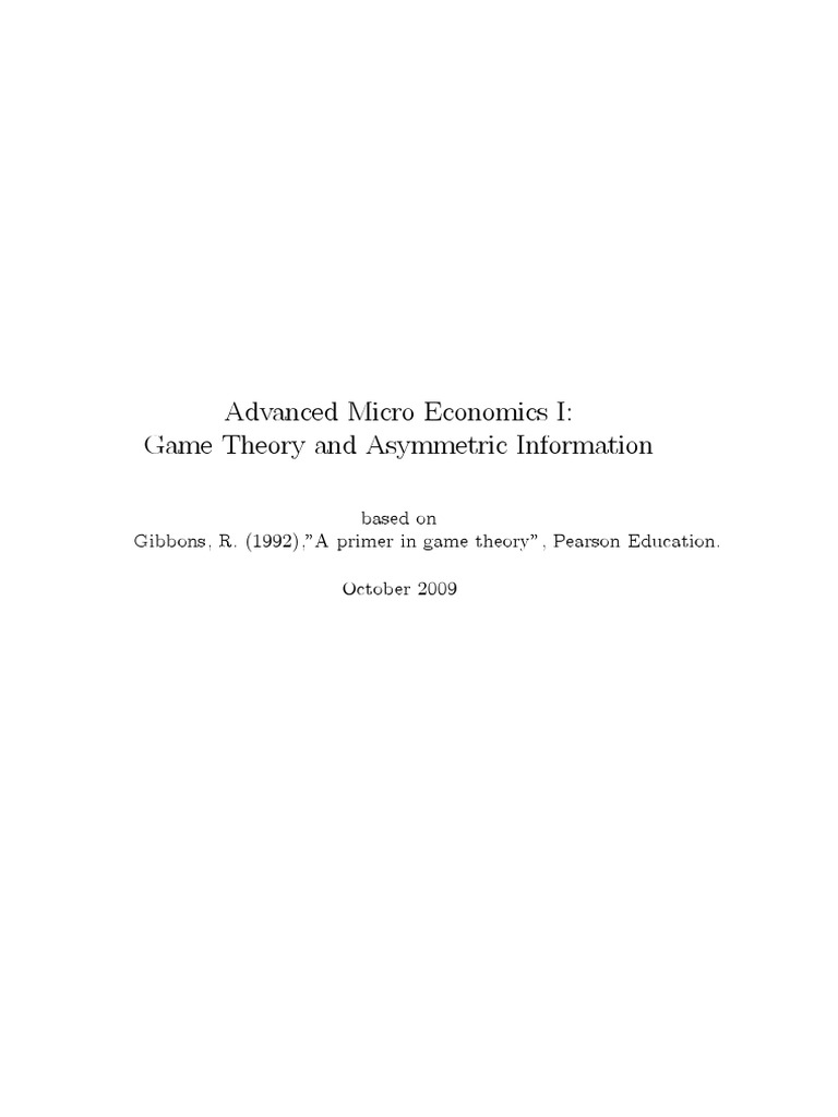 Dutch Recap of A Primer in Game Theory (Gibbons) 1992 PDF Game Theory Mathematical And