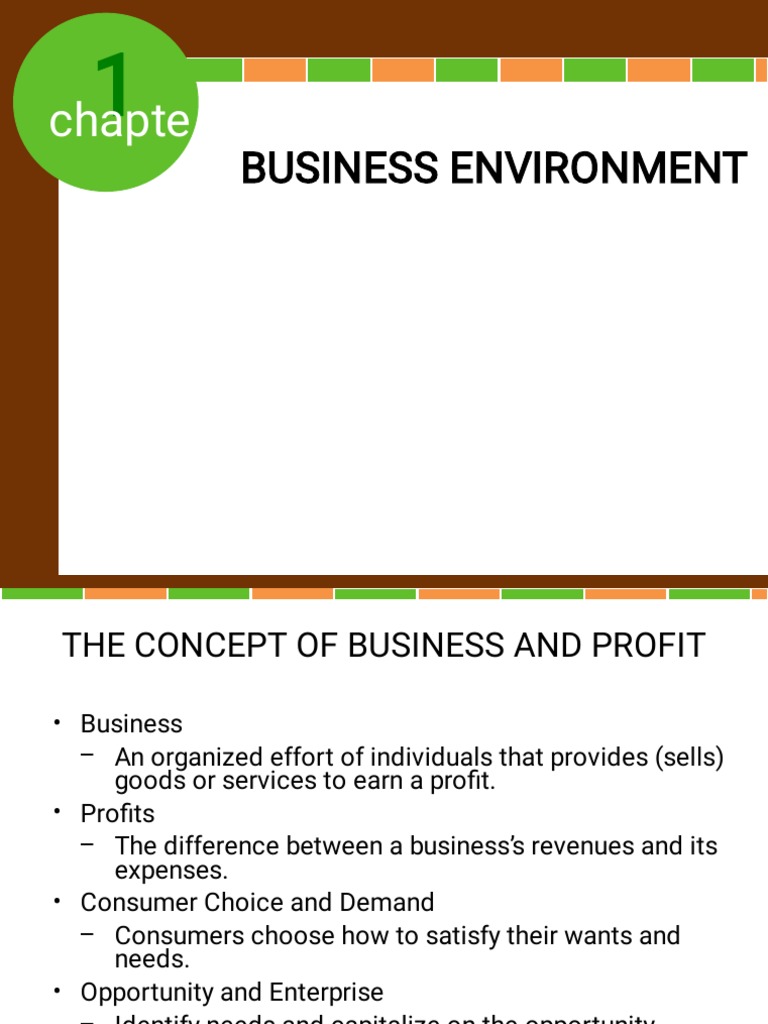 Chapter 1 - Business Environment (Intro To Business) | PDF | Market ...