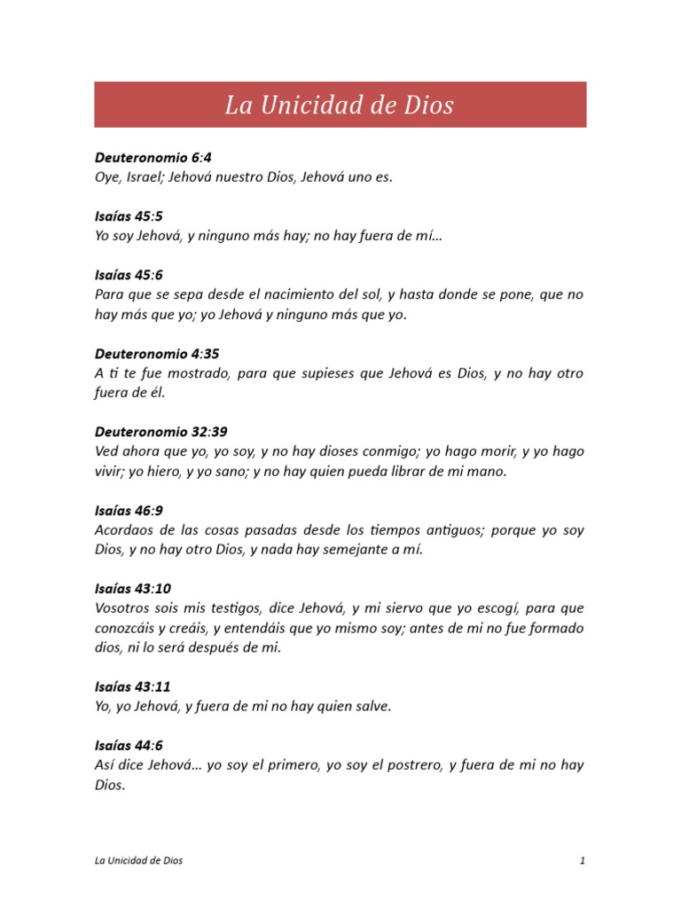 La Unicidad de Dios en la Biblia | PDF | Jesús | Cristo (título)