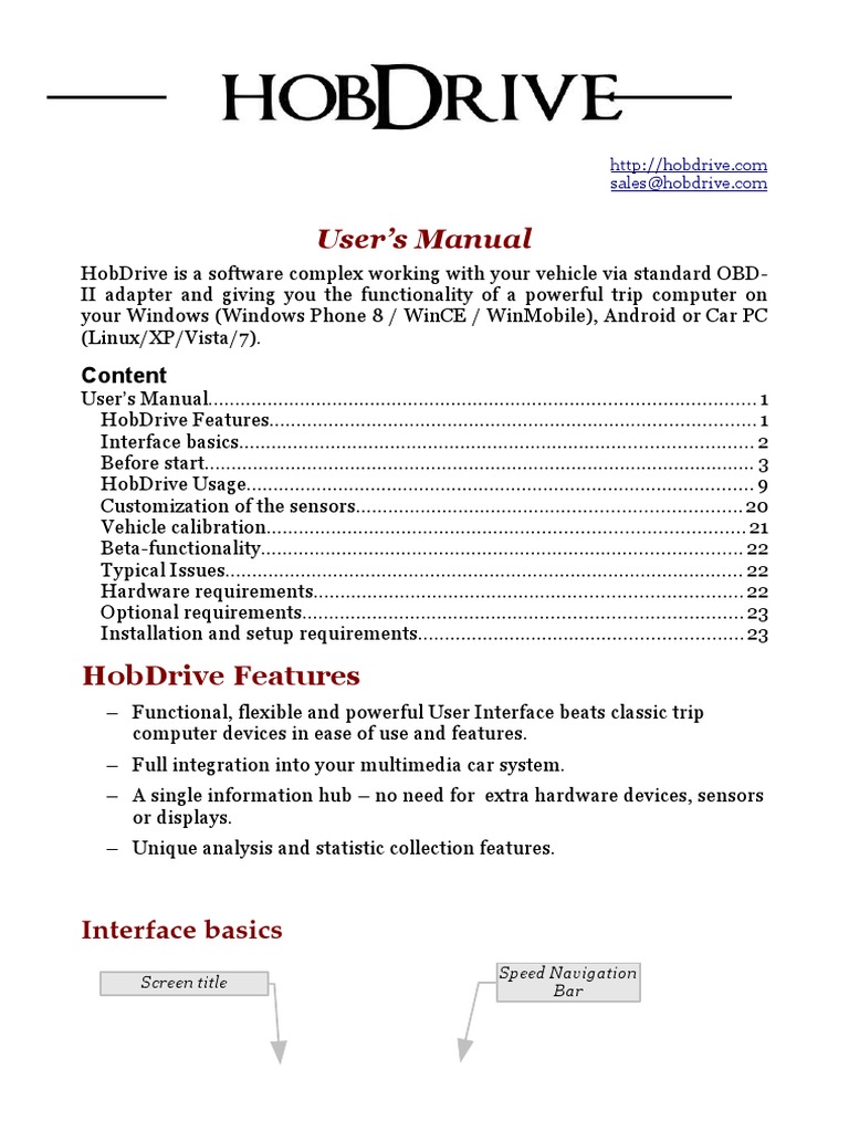 HobDrive user's manual guide | PDF | Fuel Economy In Automobiles ...