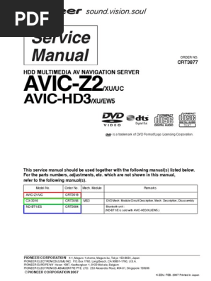 Pioneer Avic Z2 Hd3 Crt3877 Sm Pdf Electrical Connector Electricity