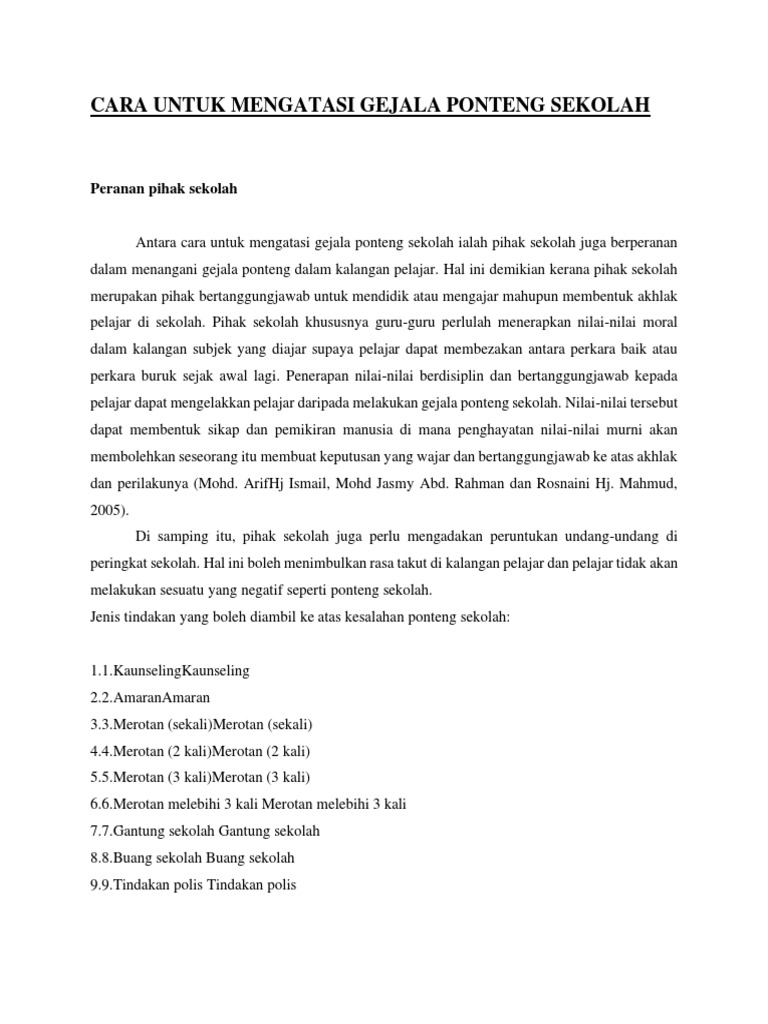 Menangani Ponteng Sekolah | PDF
