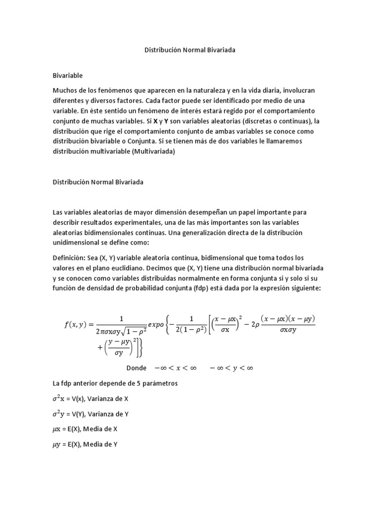 Distribución Normal Bivariada | PDF | Distribución de probabilidad ...