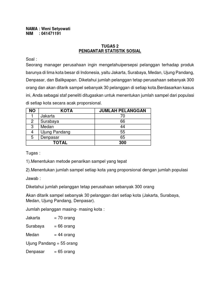 Tugas 2 Pengantar Statistik Sosial