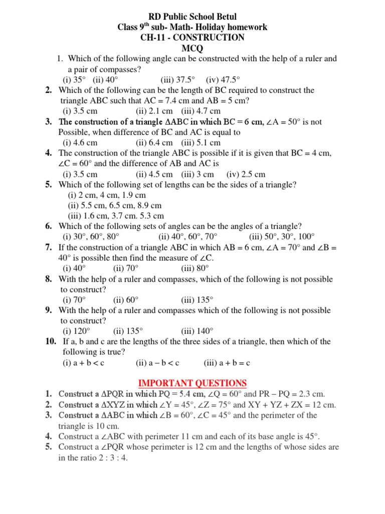 CLASS-9TH MATHS 05oct1570257340884 | PDF | Triangle | Geometry