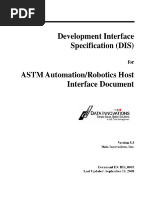 DIS - 0005 (Astm Automation Robotics Host Interface) ASTM E 1381 