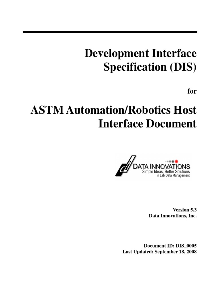 DIS - 0005 (Astm Automation Robotics Host Interface) ASTM E 1381-91 and ...