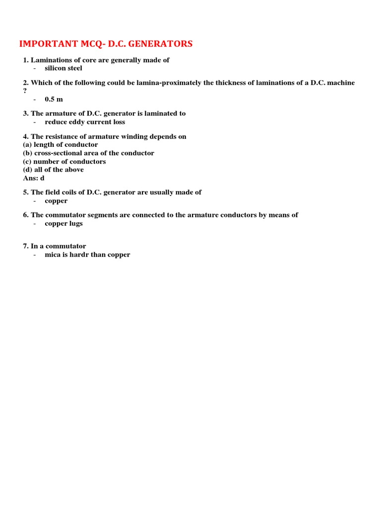 Direct Current Generator Reviewer | PDF | Electric Generator | Electricity