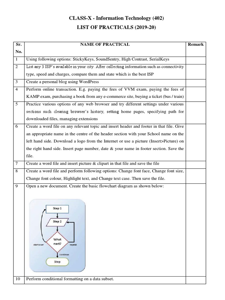 Class 10 IT Practicals Overview | PDF | Worksheet | Databases