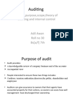 Auditing: Nature, Purpose, Scope, Theory of Auditing and Internal Control