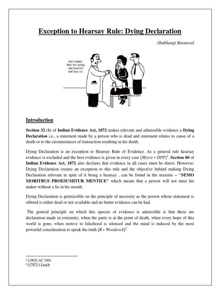 Exception To Hearsay Rule PDF Hearsay Evidence (Law)