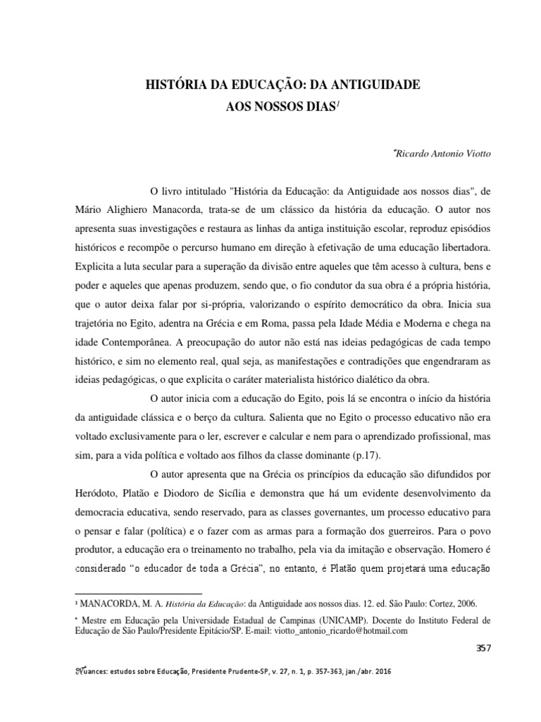 Historia Da Educacao Da Antiguidade Aos PDF | PDF | Alta Idade Média ...