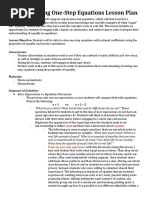 Day 8 Solving Equations Lesson Plan