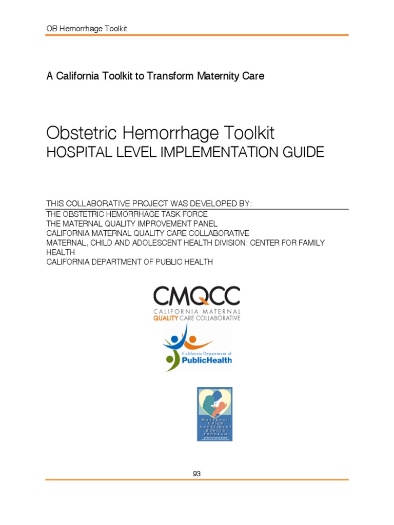 OB Hemorrhage Hospital Level Implementation Guide 7.21.10 PDF | PDF ...