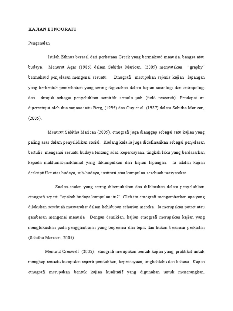Kajian Etnografi Pdf