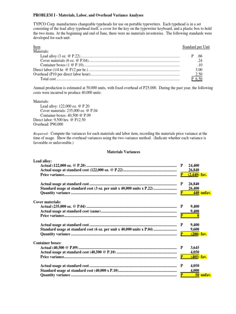Acctg201 standard cost and variance analysis2 anskey pdf business