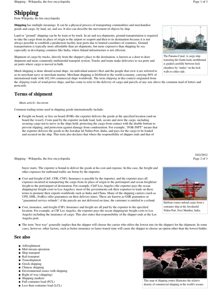 Wiki Shipping | PDF | Freight Transport | Cargo