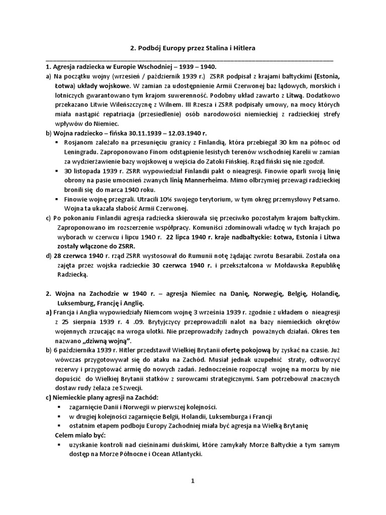 Podbuj Europy Przez Hitlera I Stalina