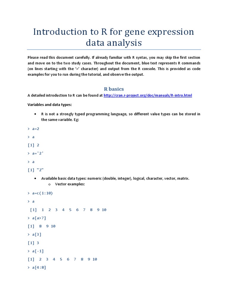 R Tutorial for Gene Expression Analysis | PDF | Dna Microarray ...