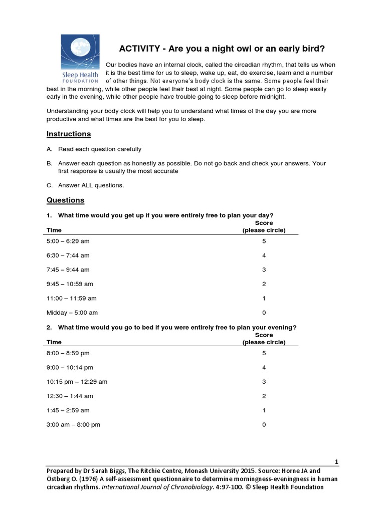 Reduced Morningness Questionnaire Pdf – PFPLCP