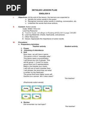 Lesson Plan English II