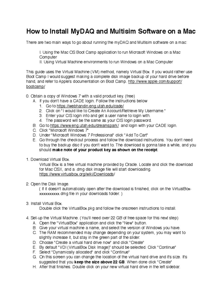 Installing MyDAQ and Multisim On A Mac PDF PDF Mac Os Computing
