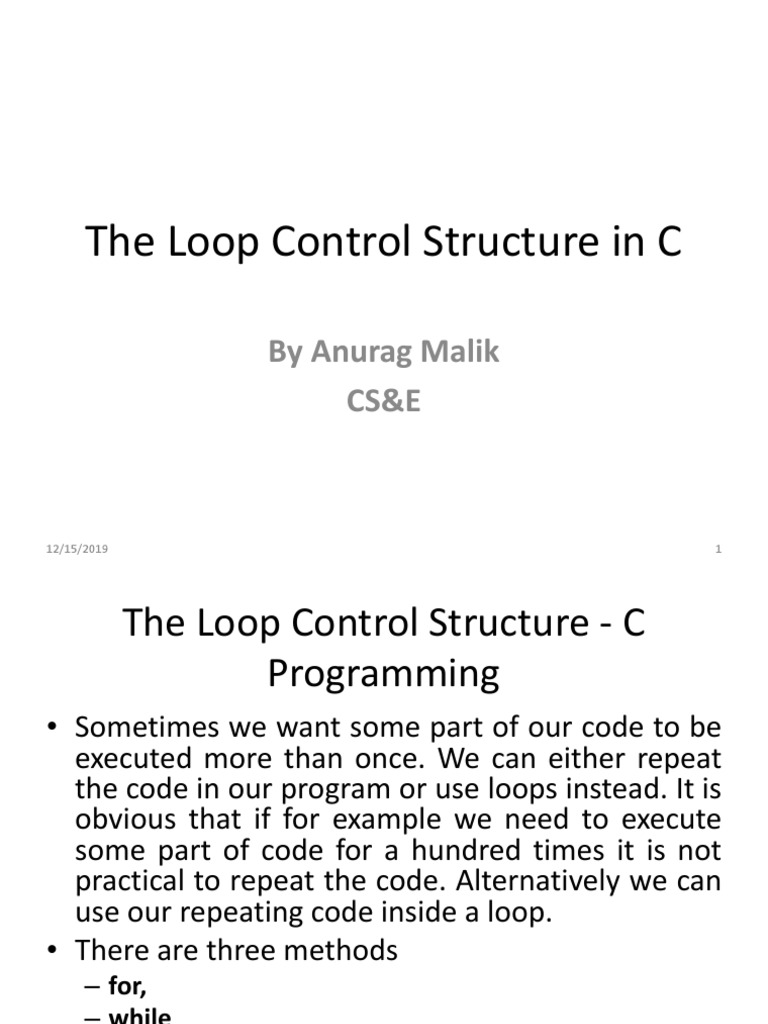 3 The Loop Control Structure Final | PDF | Control Flow | Software ...
