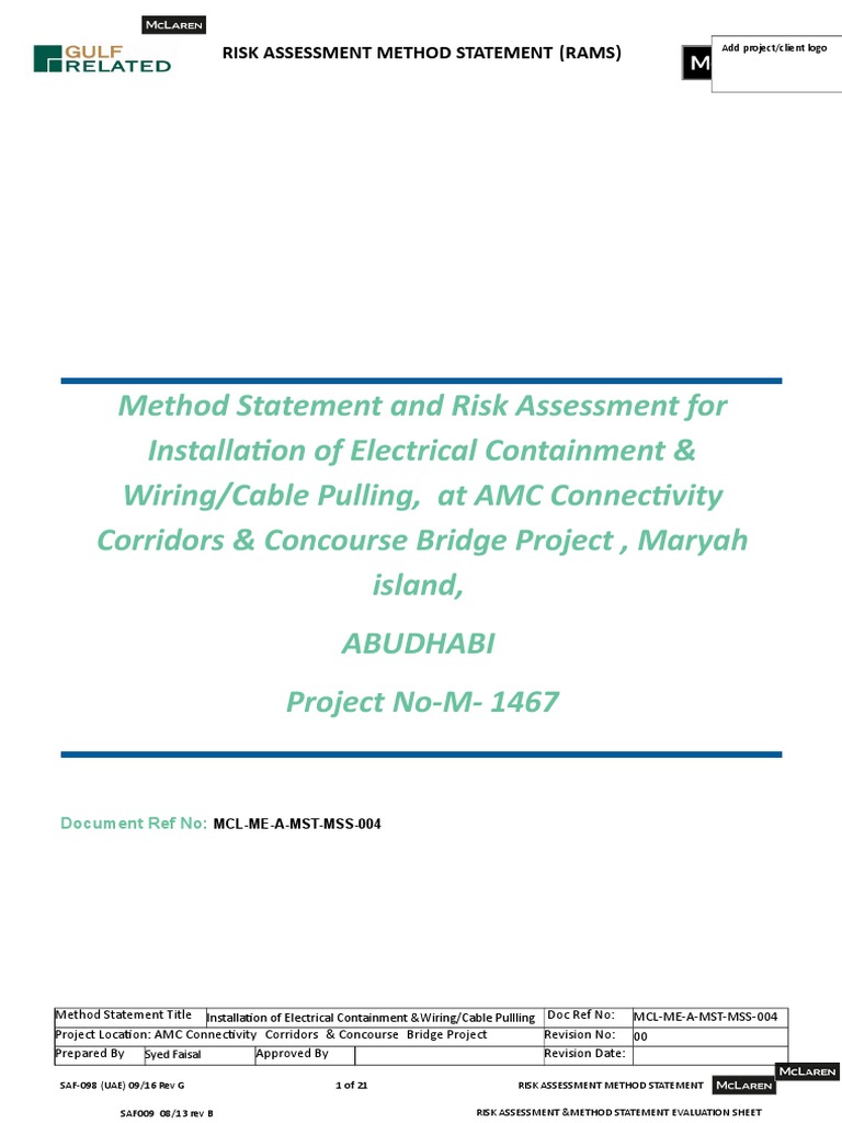 MS For Installation of Electrical Containment & Wiring, Cable Pulling ...