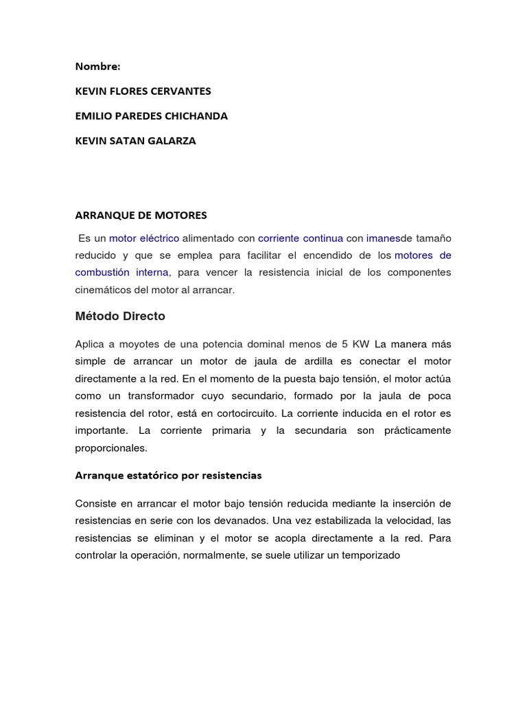 Arranque de Motores | PDF | Motor eléctrico | Corriente eléctrica