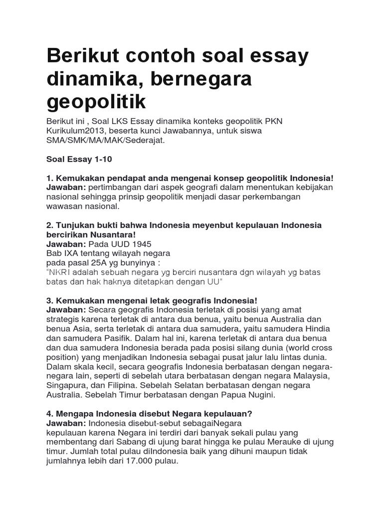 Berikut Contoh Soal Essay Dinamika