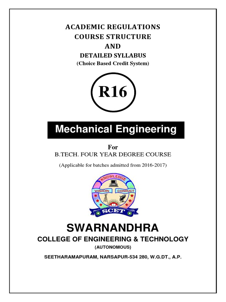 R16 - Mechanical Regulations Coursestructure PDF | PDF | Engineering ...