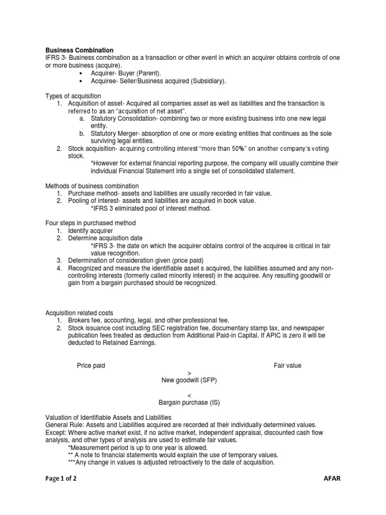 Business Combination Guide IFRS 3 | PDF | Mergers And Acquisitions ...
