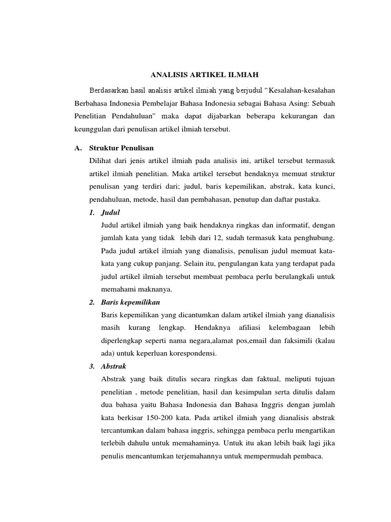 Analisis Artikel Ilmiah Pdf