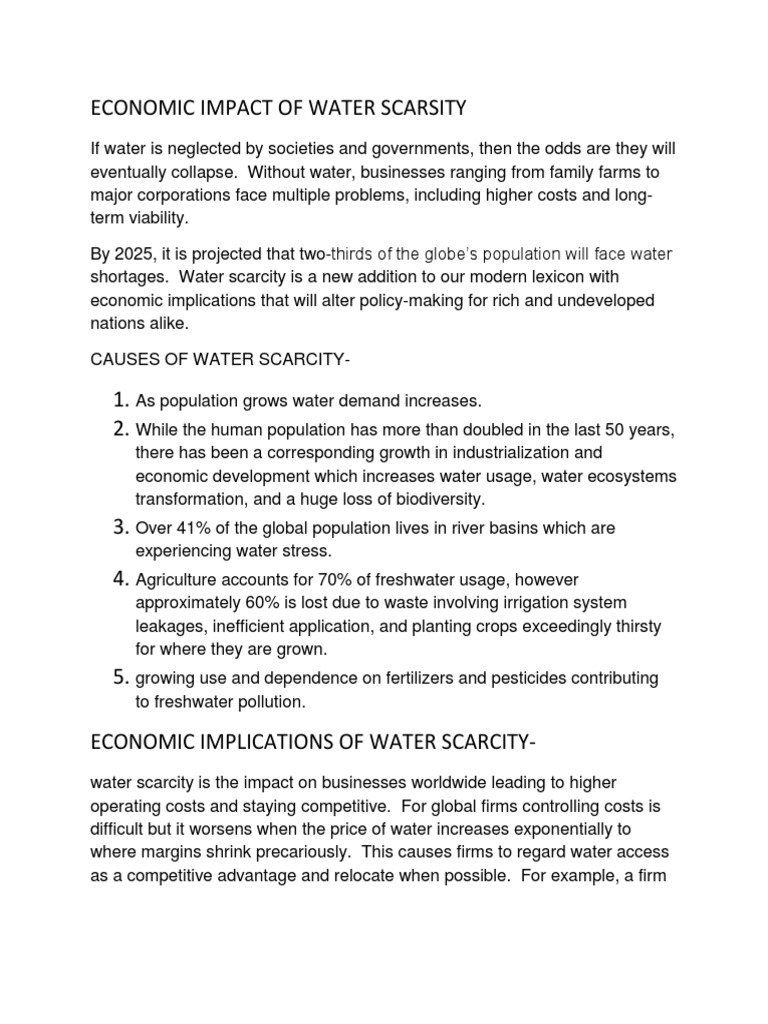Economic Effects of Water Scarcity | PDF | Water Scarcity | Agriculture