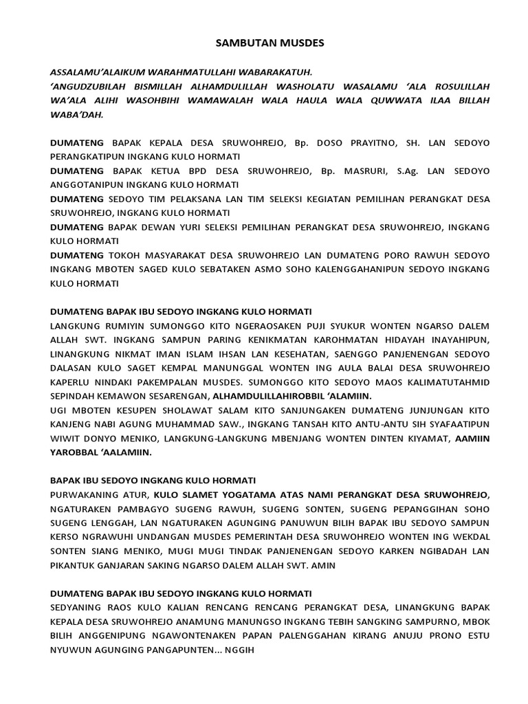 Sambutan Musdes Yoga | PDF | Agama & Spiritualitas