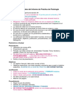 Indicaciones Generales Del Informe de Práctica de Fisiología