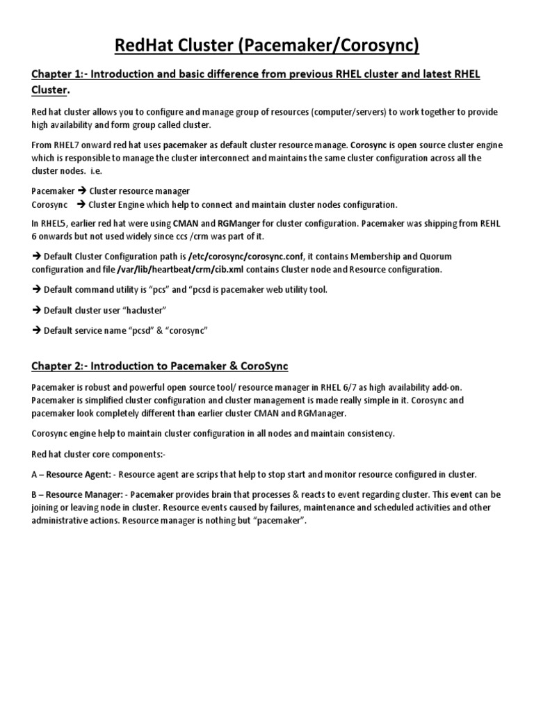 RHEL Cluster Pacemaker Corosync | PDF | Computer Cluster | Operating ...