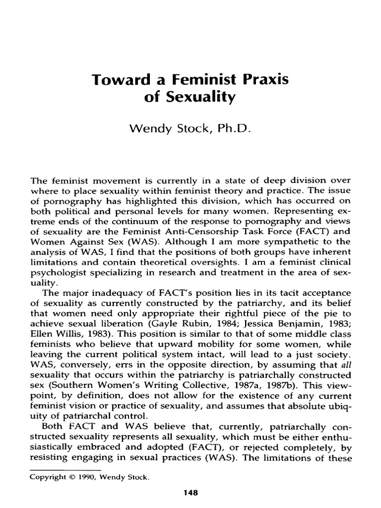 Toward A Feminist Praxis of Sexuality - Stock | PDF | Patriarchy | Gender