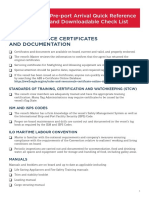 Pre Port Arrival Quick Reference and Downloadable Check List 18270 A4 Format