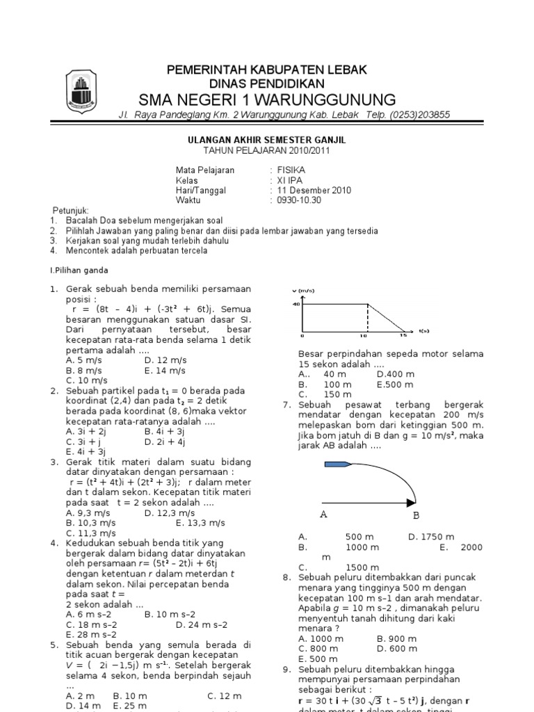 Contoh Soal Fisika Kelas 11 Semester 1 Kurikulum 2013