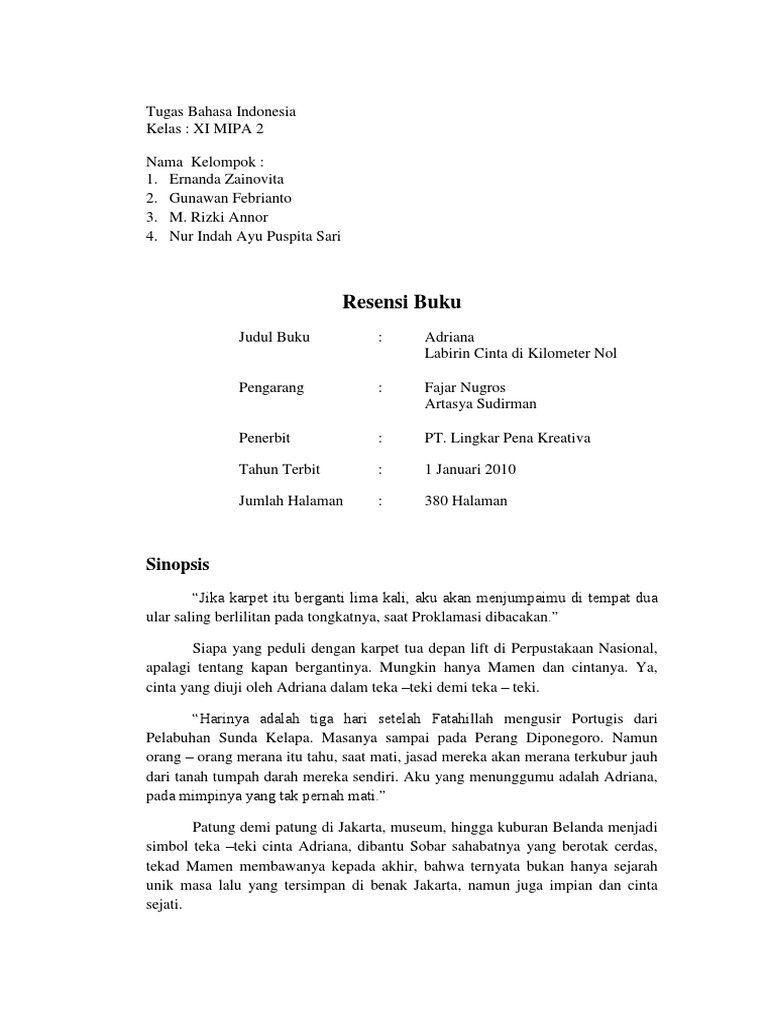 Resensi Novel Pdf