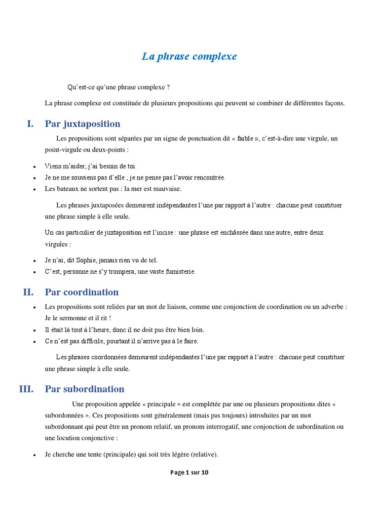 Phrase Complexe PDF | PDF | Clause | Phrase