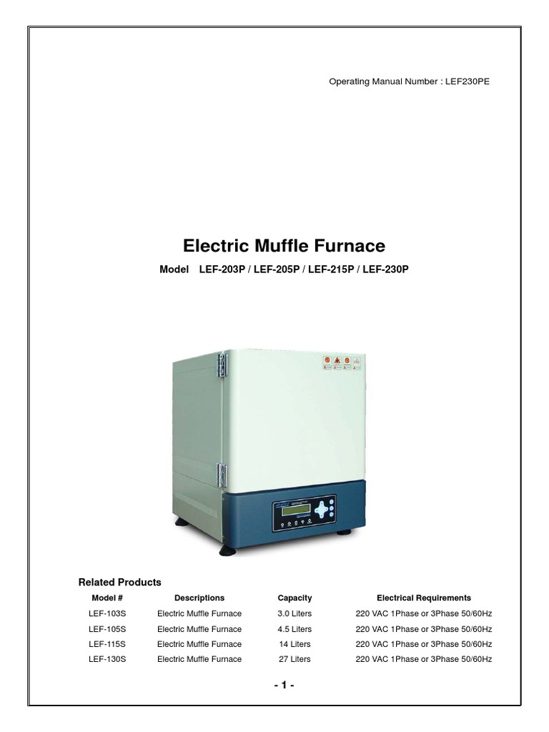 Operating Manual for LEF Series Electric Muffle Furnace Model LEF230P