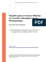 Bernardo Berdichewsky. (1998) - Desafio para El Tercer Milenio La Funcion Ideologica de La Antropologia